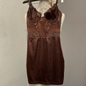 Fashion Nova Chocolate Satin Chemise